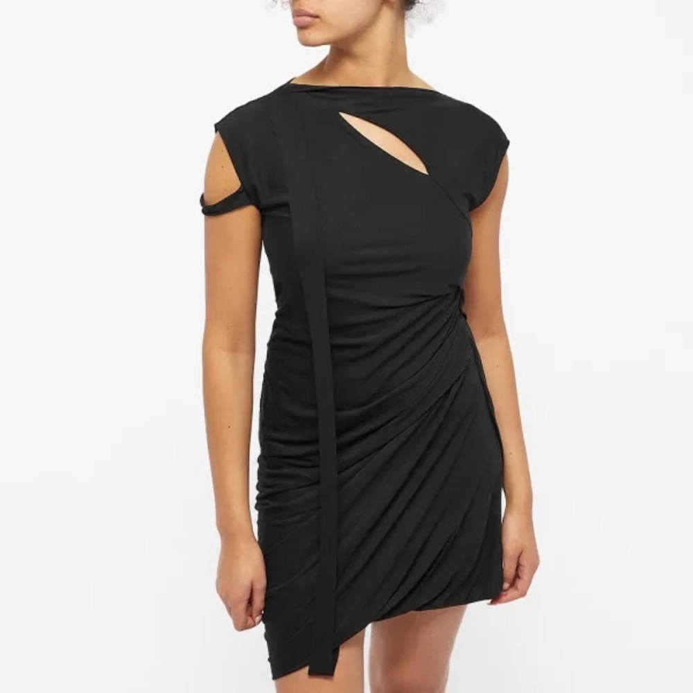 EUC Helmut Lang Scalia Cut Out Mini Dress in Basalt Black